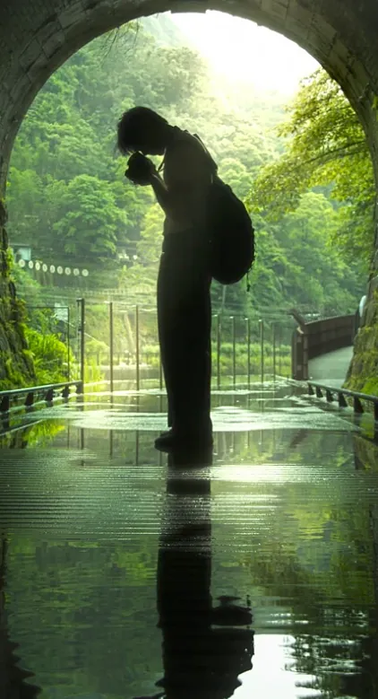 Production still: At the tunnel mouth