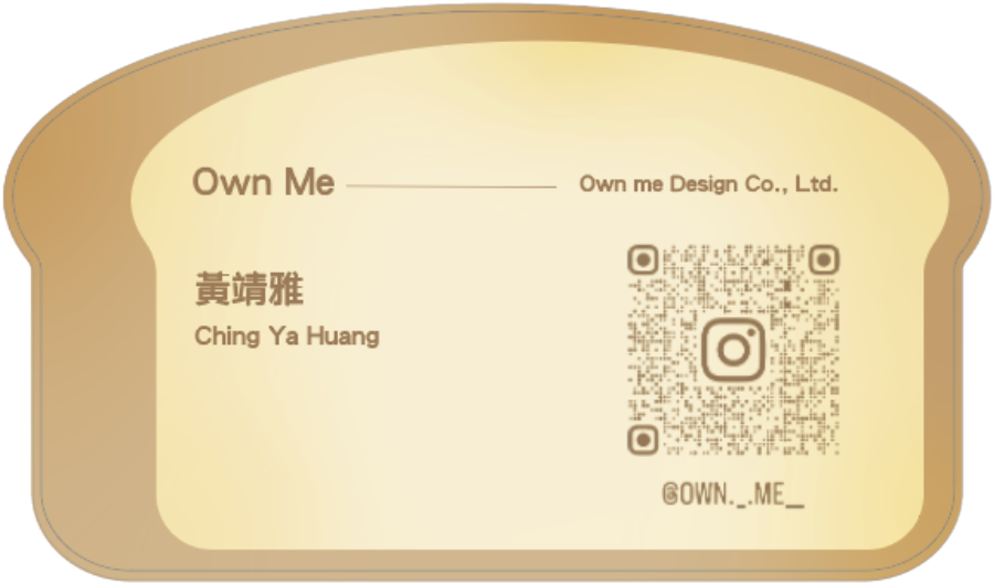Toast-shaped business card, back